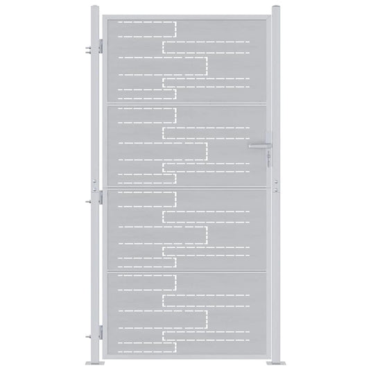 Vidaxl tuinpoort met slot zilver 96 x 200 cm roestvrij staal