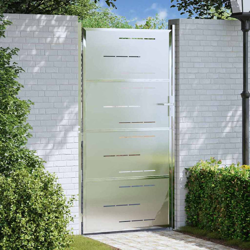 Load image into Gallery viewer, Vidaxl tuinpoort met slot zilver 96 x 200 cm roestvrij staal
