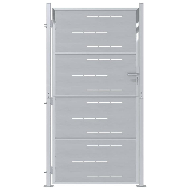 Load image into Gallery viewer, Vidaxl tuinpoort met slot zilver 96 x 200 cm roestvrij staal
