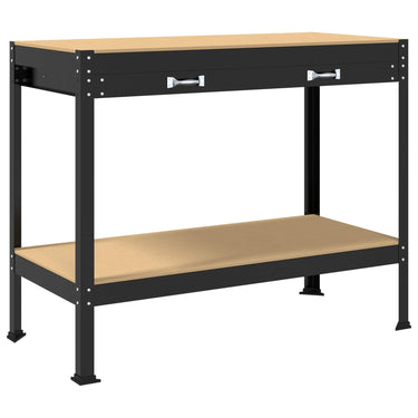 Vidaxl werkbanken met lade zwart 114 x 54 x 91 cm bewerkt hout