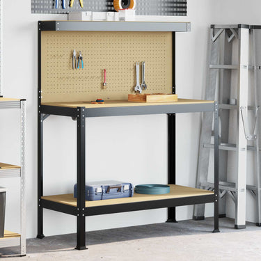 Vidaxl werkbanken met plank zwart 114 x 54 x 145 cm bewerkt hout