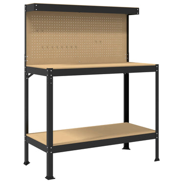 Vidaxl werkbanken met plank zwart 114 x 54 x 145 cm bewerkt hout