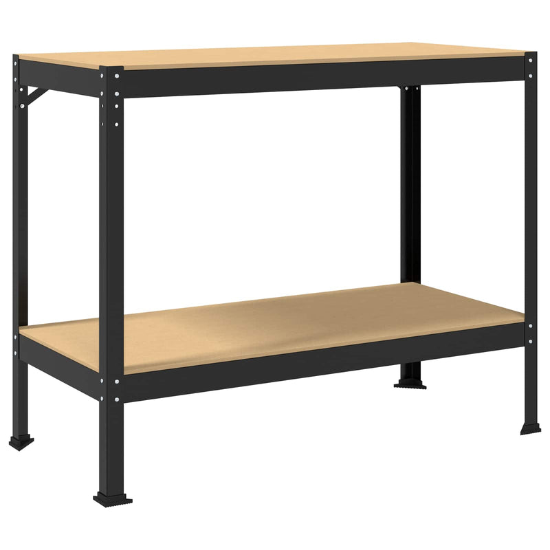 Load image into Gallery viewer, Vidaxl werkbanken met plank zwart 115 x 55 x 91 cm bewerkt hout
