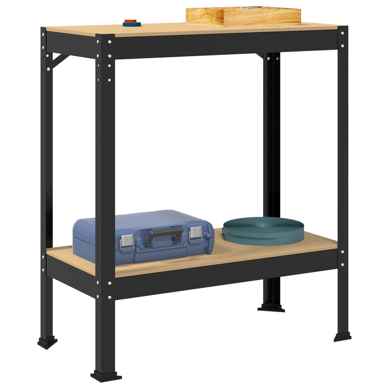 Load image into Gallery viewer, Vidaxl werkbanken met plank zwart 81 x 41 x 91 cm bewerkt hout
