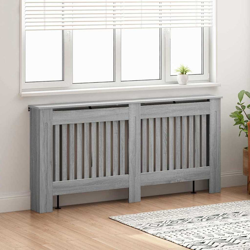 Load image into Gallery viewer, Vidaxl radiatorafdekking grijs sonoma 172 x 19 x 81,5 cm bewerkt hout
