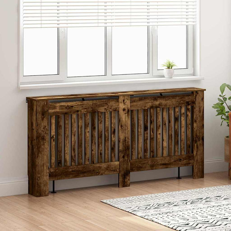 Load image into Gallery viewer, Vidaxl radiatorafdekking gerookt eiken 172 x 19 x 81,5 cm bewerkt hout
