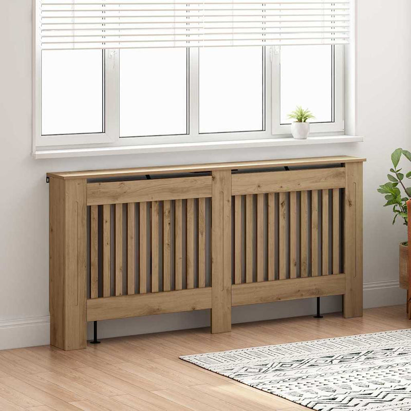 Load image into Gallery viewer, Vidaxl radiatorafdekking artisan eiken 172 x 19 x 81,5 cm bewerkt hout
