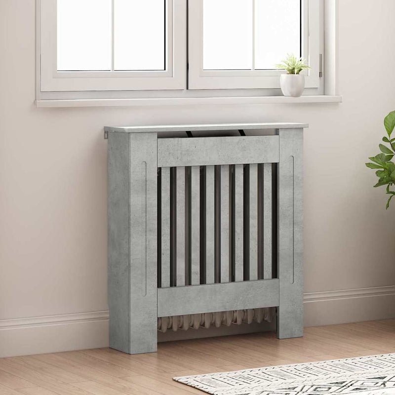 Load image into Gallery viewer, Vidaxl radiatorafdekking beton grijs 78 x 19 x 81,5 cm bewerkt hout
