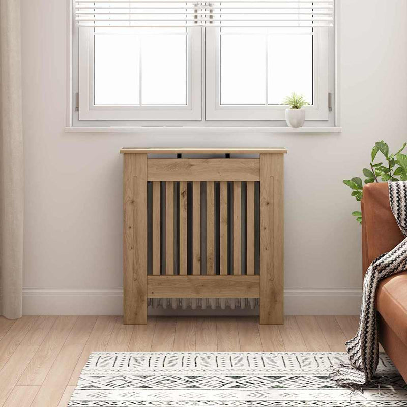 Load image into Gallery viewer, Vidaxl radiatorafdekking artisan eiken 78 x 19 x 81,5 cm bewerkt hout
