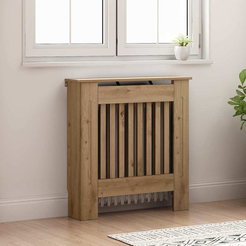 Load image into Gallery viewer, Vidaxl radiatorafdekking artisan eiken 78 x 19 x 81,5 cm bewerkt hout
