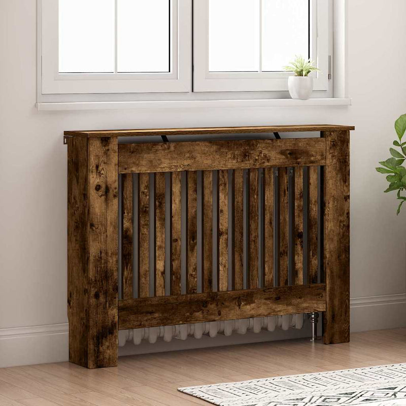 Load image into Gallery viewer, Vidaxl radiatorafdekking gerookt eiken 112 x 19 x 81,5 cm bewerkt hout
