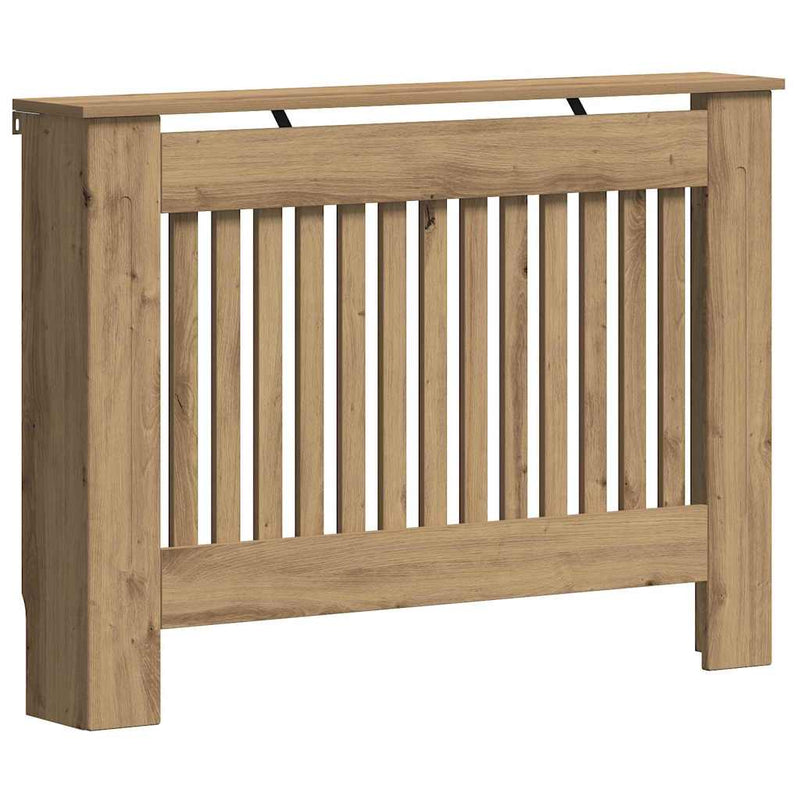 Load image into Gallery viewer, Vidaxl radiatorafdekking artisan eiken 112 x 19 x 81,5 cm bewerkt hout
