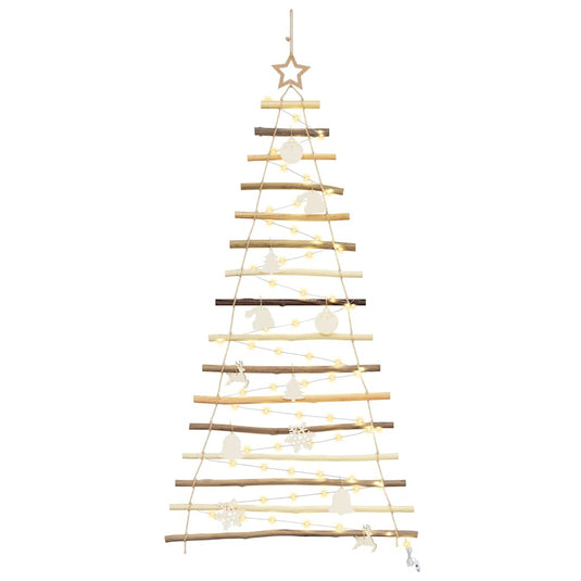 Vidaxl kerstboom met 50 led naturel 120 cm massief essenhout