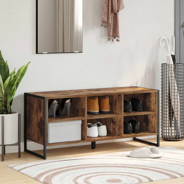 Vidaxl schoenenkast met opslag rook eik 60 x 35 x 44 cm bewerkt hout