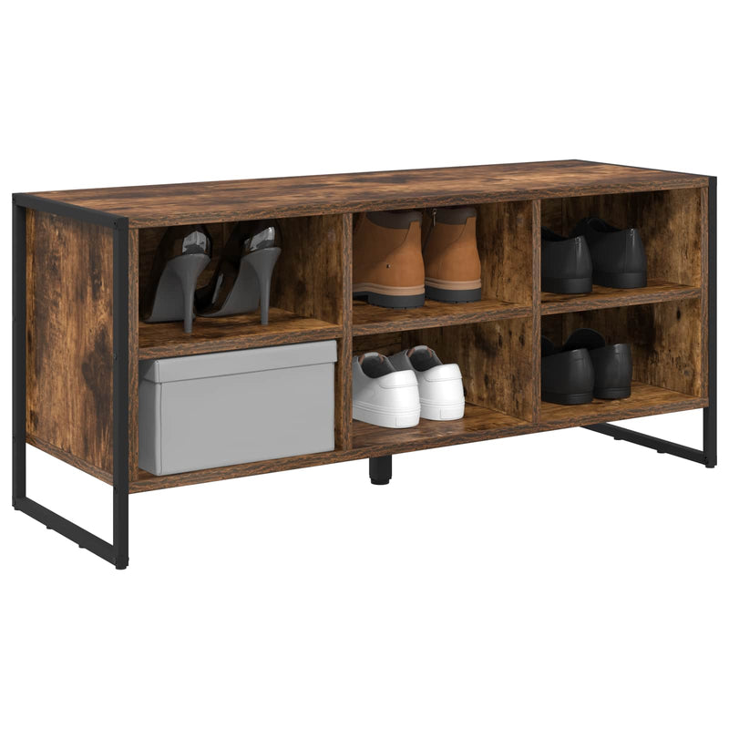 Load image into Gallery viewer, Vidaxl schoenenkast met opslag rook eik 60 x 35 x 44 cm bewerkt hout
