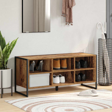Vidaxl schoenenkast met opslag oud hout 60 x 35 x 44 cm bewerkt hout