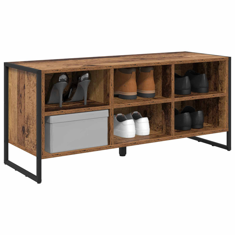 Load image into Gallery viewer, Vidaxl schoenenkast met opslag oud hout 60 x 35 x 44 cm bewerkt hout

