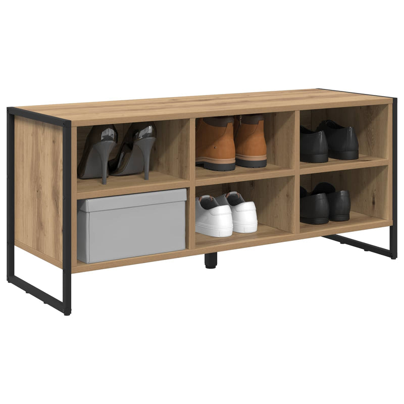 Load image into Gallery viewer, Vidaxl schoenenkast ambachtelijk eiken 60 x 35 x 44 cm bewerkt hout
