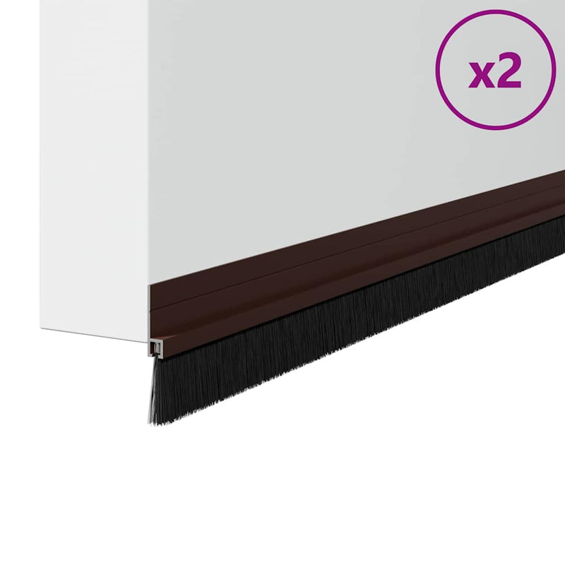 Load image into Gallery viewer, Vidaxl zelfklevende deurborstels 2 pcs bruin 100 cm aluminium legering
