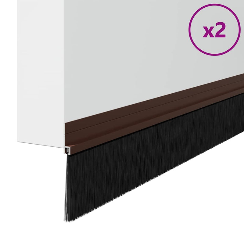 Load image into Gallery viewer, Vidaxl zelfklevende deurborstels 2 pcs bruin 100 cm aluminium legering
