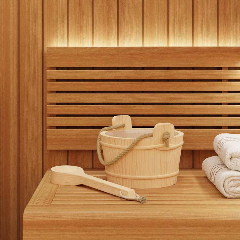 Load image into Gallery viewer, Vidaxl sauna emmer 2 pcs bruin massief vurenhout en hennep
