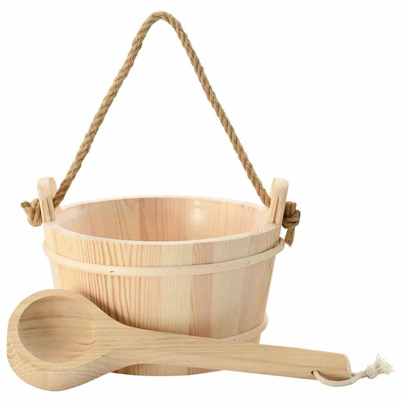 Load image into Gallery viewer, Vidaxl sauna emmer 2 pcs bruin massief vurenhout en hennep
