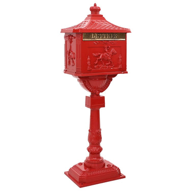 Vidaxl staande brievenbus rood 42,5 x 29,5 x 117 cm gegoten aluminium