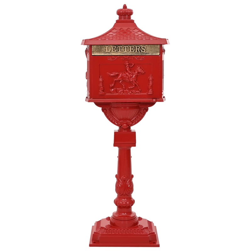 Load image into Gallery viewer, Vidaxl staande brievenbus rood 42,5 x 29,5 x 117 cm gegoten aluminium
