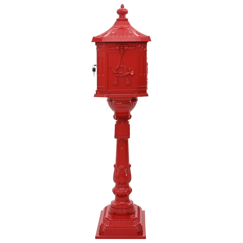 Load image into Gallery viewer, Vidaxl staande brievenbus rood 42,5 x 29,5 x 117 cm gegoten aluminium
