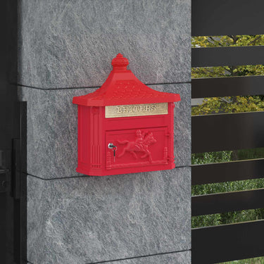 Vidaxl wandgemonteerde brievenbus met opslag rood 40,5 x 16 x 45 cm