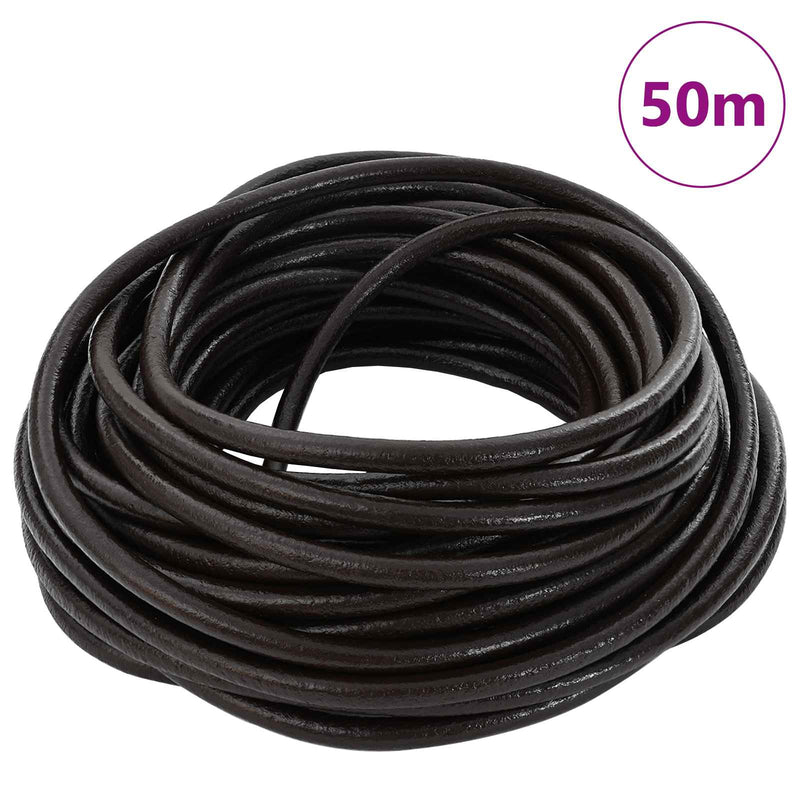 Load image into Gallery viewer, Vidaxl leren koord 1 donkerbruin ø4 mm x 50 m leer
