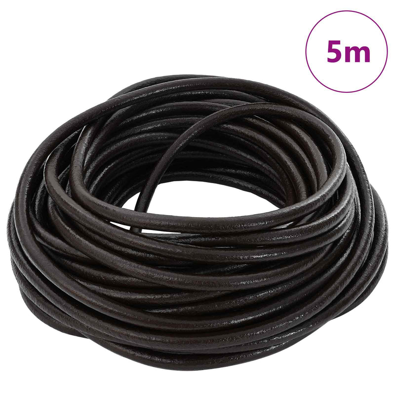 Load image into Gallery viewer, Vidaxl leren koord 1 donkerbruin ø5 mm x 5 m leer

