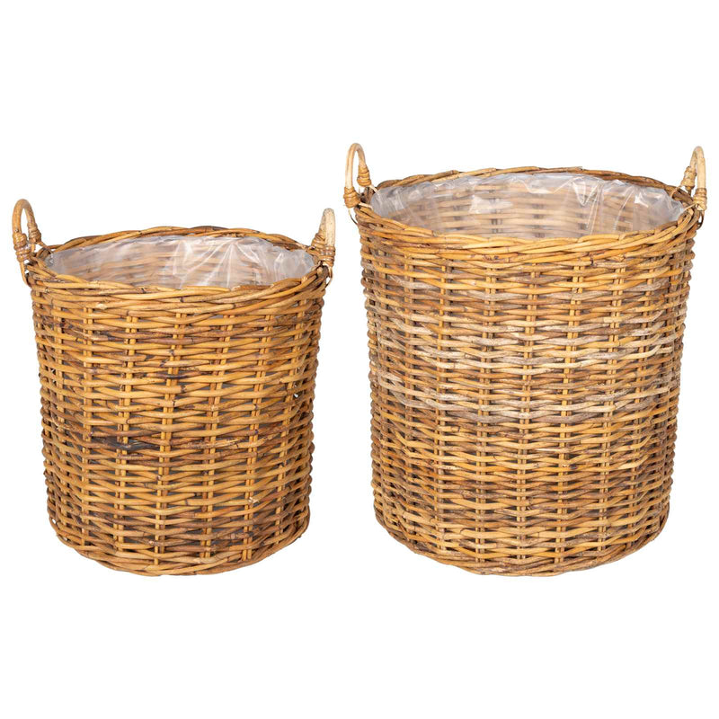 Load image into Gallery viewer, Vidaxl plantermand met opslag 2 pcs bruin lacak riet
