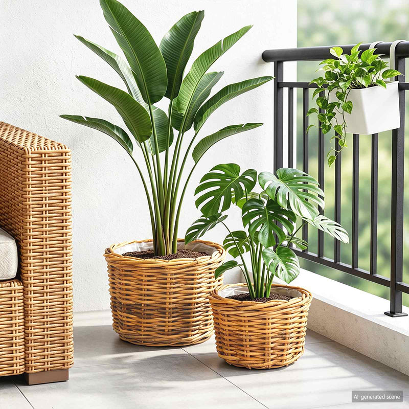Load image into Gallery viewer, Vidaxl bloempot mand met opslag 2 pcs bruin kubu rattan
