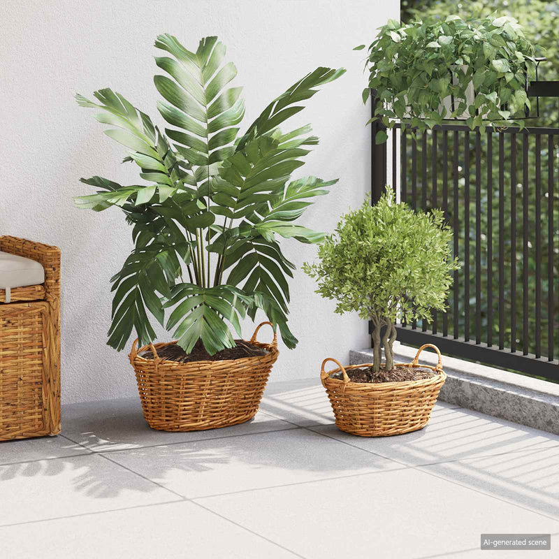 Load image into Gallery viewer, Vidaxl plantenmand met opslag 2 pcs bruin lacak riet

