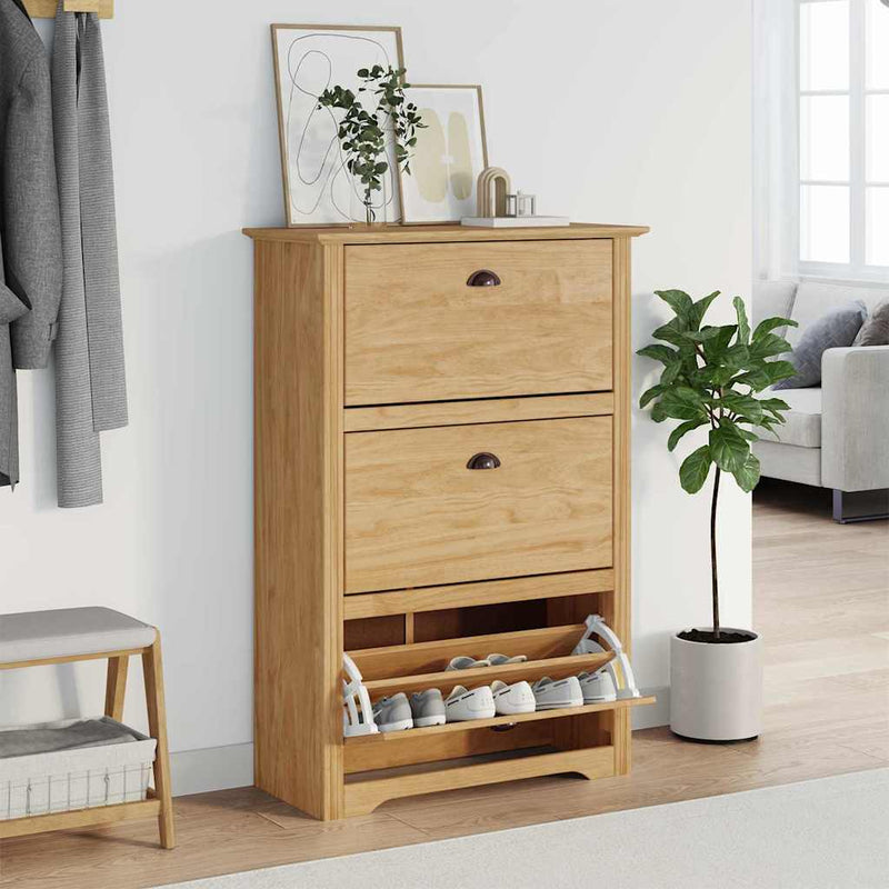 Load image into Gallery viewer, Vidaxl schoenenrek bodo honingbruin 80 x 35 x 118 cm bewerkt hout
