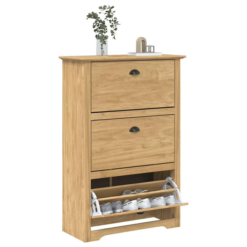Load image into Gallery viewer, Vidaxl schoenenrek bodo honingbruin 80 x 35 x 118 cm bewerkt hout
