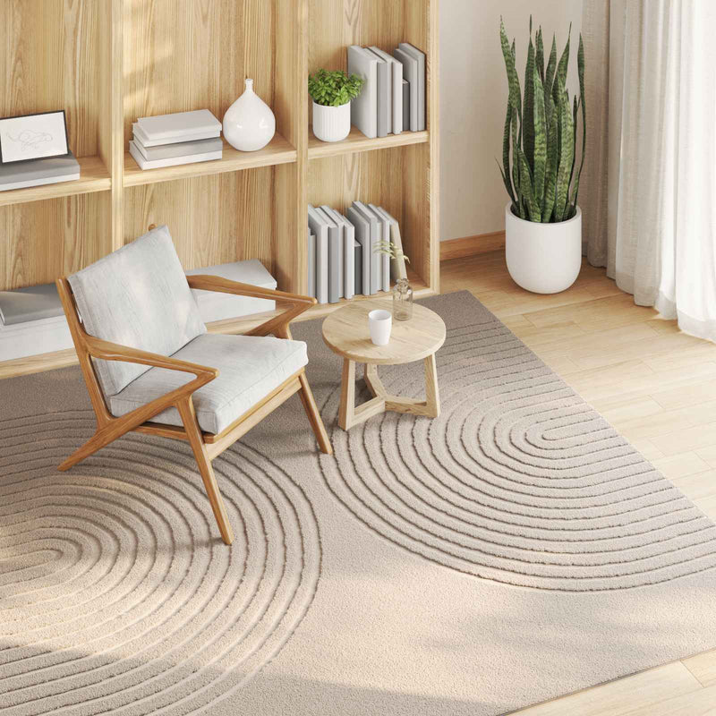 Load image into Gallery viewer, Vidaxl vloerkleden vierkant huarte beige 120 x 120 cm polyester

