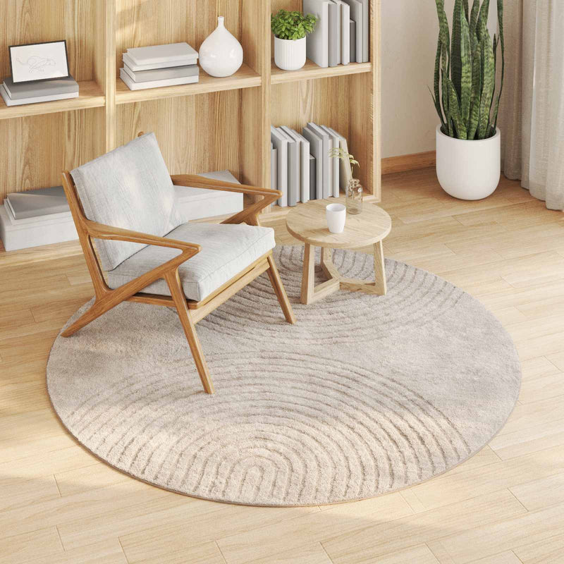Load image into Gallery viewer, Vidaxl vloerkleden rond huarte beige ø 120 cm polyester

