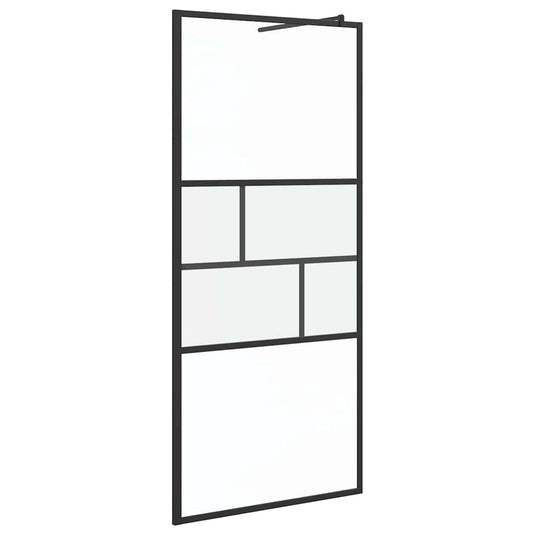 Vidaxl inloop douche wand zwart 80 x 195 x 0.5 cm glas en aluminium