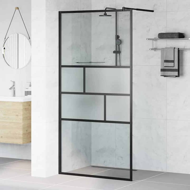 Load image into Gallery viewer, Vidaxl inloop douche wand zwart 80 x 195 x 0.5 cm glas en aluminium
