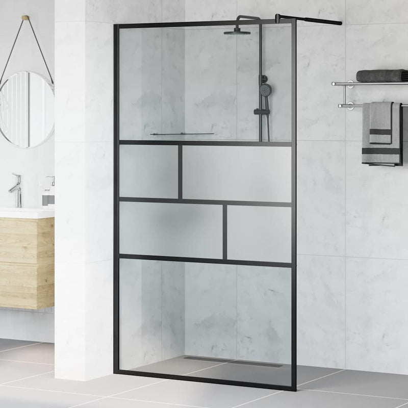 Load image into Gallery viewer, Vidaxl inloop douche wand zwart 80 x 195 x 0.5 cm glas en aluminium
