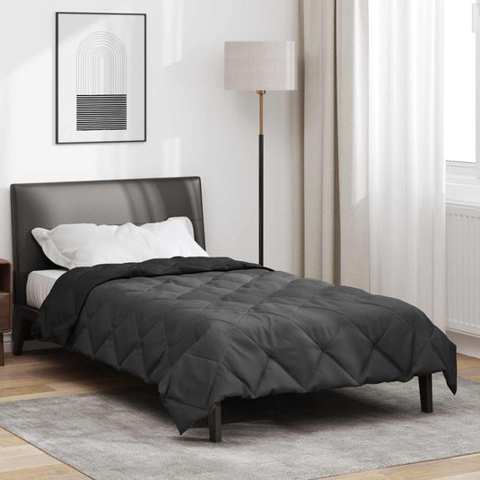 Vidaxl zomer dekbed zwart en anthraciet 200 x 140 cm microfiber