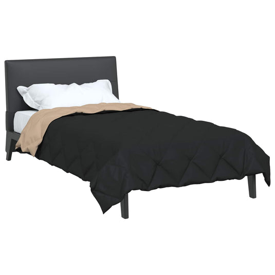 Vidaxl zomer dekbed zwart en taupe 200 x 135 cm microfiber