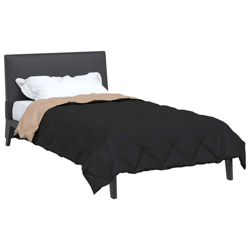 Load image into Gallery viewer, Vidaxl zomer dekbed zwart en taupe 200 x 140 cm microfiber
