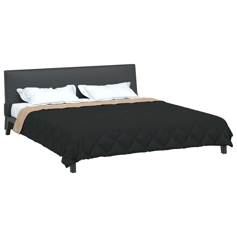 Load image into Gallery viewer, Vidaxl zomer dekbed zwart en taupe 200 x 200 cm microfiber
