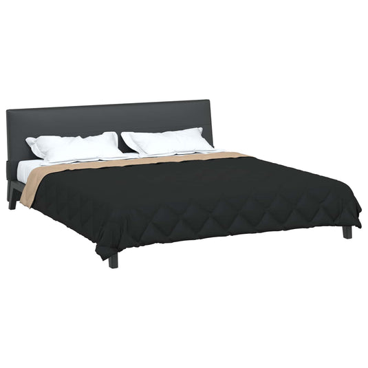 Vidaxl zomer dekbed zwart en taupe 240 x 200 cm microfiber
