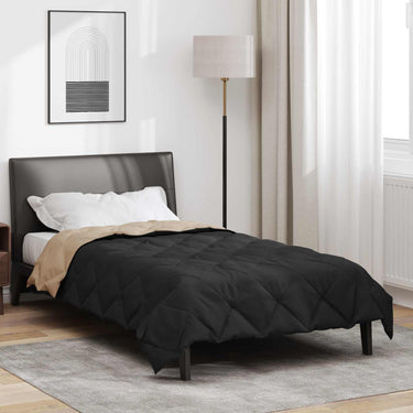 Vidaxl vol jaar dekbed zwart en taupe 220 x 155 cm microfiber