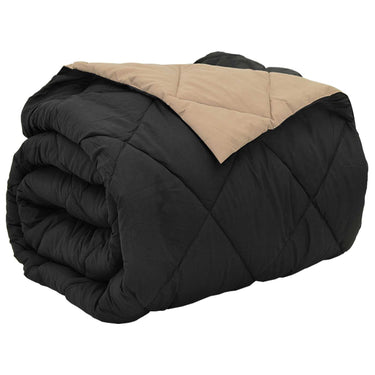 Vidaxl vol jaar dekbed zwart en taupe 220 x 200 cm microfiber