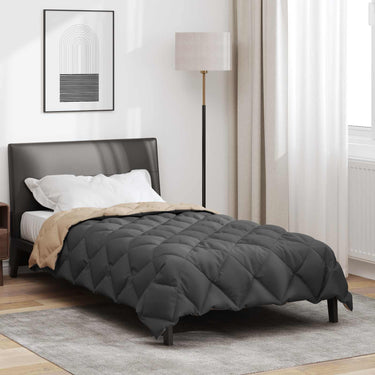 Vidaxl winter dekbed antraciet en taupe 200 x 140 cm microfiber